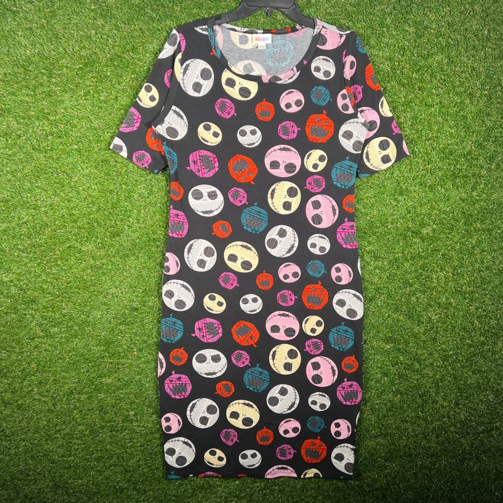 LuLaRoe Disney Nightmare Before Christmas Jack‎ Skellington Dress Medium Black M